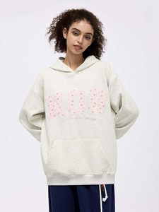 Sudaderas con capucha gráficas de gran tamaño para mujer Y2k flor bordado número estampado Sudadera con capucha pulóver Sudadera con capucha Unisex - Product Image 3