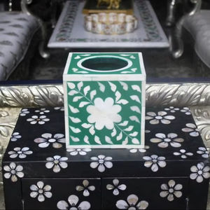 Soporte de caja de pañuelos de madera para el hogar y la Oficina Organizador de escritorio decorativo con diseño de grano de madera natural - Product Image 1