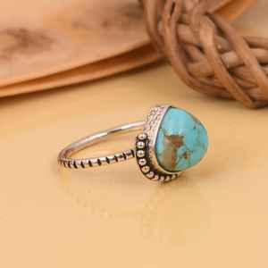 Kingman turquesa corazón anillo de plata esterlina Boho declaración joyería hecha a mano suroeste anillo de piedras preciosas regalo único para ella - Product Image 5