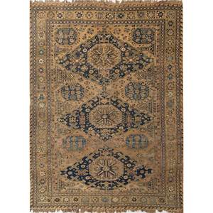 Alfombras de Lana Hechas a Mano Aalam Gold, Tejido Plano de 10 mm, Patrones Rectangulares con Medallón para el Hogar, Sala de Estar y Dormitorio - Paem-1403 - Product Image 1