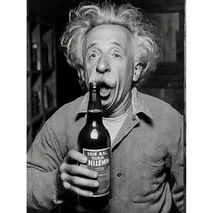 Impresión artística moderna de Einstein con diseño de "Have a Beer" - Product Image 1