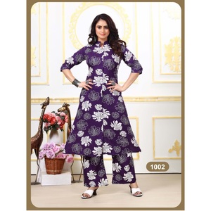 Presenting Indian Wear 14Kg Rayon Printed Knee-Length Regular Fit Casual <b>Kurti</b> with Printed Bottom by Maruti Fashion - Product Image 1