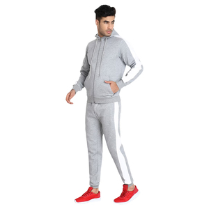Nouveauté, survêtement de jogging pour homme d'hiver, couleur grise, taille élastique, manches longues, vêtements de sport à capuche, design 2 en 1, coton - Product Image 4