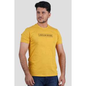 Camiseta de algodón orgánico con estampado de mostaza picante Slim Fit 100% algodón y <span class=keywords><strong>material</strong></span> de poliéster - Product Image 3