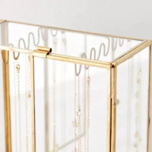 Mini joyero de cristal personalizado, armario, diseño moderno de lujo, acabado dorado/oro rosa para joyería, escaparate de almacenamiento colgante para - Product Image 6