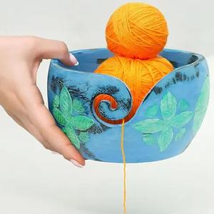 Cuenco de almacenamiento de hilo de madera redondo ecológico hecho a mano, modelo de artesanía de tejedora de estilo artístico único, cuenco de madera hecho a mano - Product Image 4