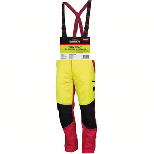 Size 58 Comfort Forestry Protective Trousers Neon Yellow/<b>Red</b> Garden <b>Gloves</b> & Gear - Product Image 2