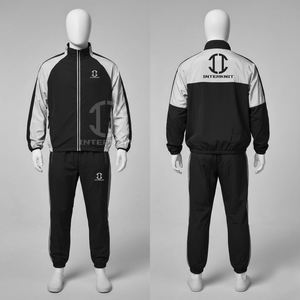 Conjunto Deportivo Personalizado Colorblock con Cierre para Hombre, de Alta Calidad, Impermeable, con Dobladillo Ajustable, 2 Piezas, Estilo Urbano - Product Image 4