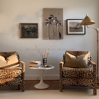 Fauteuil d'appoint de luxe italien, chaise longue contemporaine, motif brodé léopard, tissu moderne pour salon