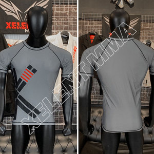OEM de los hombres de Jiu Jitsu Rash Guard logotipo personalizado de compresión impresa camisa con mangas cortas longitud Material MMA Wear - Product Image 5