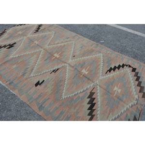 พรมขนแกะสไตล์ตุรกีวินเทจ5.5ft x 9.5ft สีเบจผ้าทอสี่เหลี่ยมผืนผ้าแบนลายปะต่อเป็นมิตรกับสิ่งแวดล้อม - Product Image 4