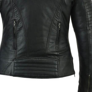 Proveedor de chaquetas de cuero OEM, chaqueta de cuero auténtica para mujer de diseño superventas única, ropa informal, chaqueta de cuero para mujer de talla adulta - Product Image 6