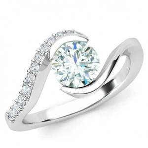 AAA+ Quality 1.11 Ct Vvs1 +<b>Round</b> Ice Blue <b>White</b> Moissanite Diamond Engagement Ring 925 Silver Cus-Jew39 - Product Image 1