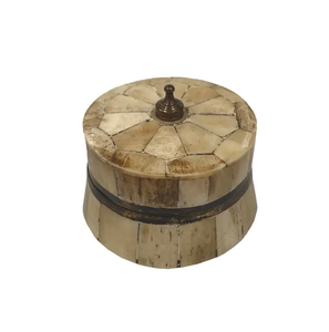 กล่องเครื่องประดับทรงกลมแบบฝังกระดูกดีไซน์งานฝีมืออินเดียเป็นมิตรกับสิ่งแวดล้อมสำหรับจัดเก็บและจัดแสดง - Product Image 3