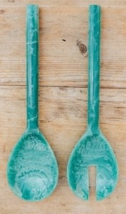 Serveur à salade en résine avec texture de marbre doux et teinte élégante Idéal pour les maisons, les hôtels et les tables à manger design - Product Image 3