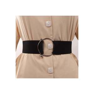 Ceinture élastique pour femme avec anneau et boucle barbell, ceinture pour veste, ceinture pour chemise, ceinture pour robe - Noir - Product Image 3