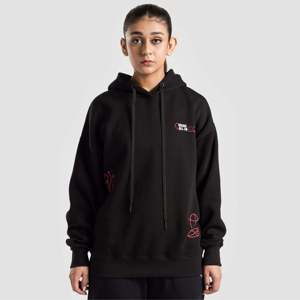 Sudadera con Capucha Oversize Transpirable en Negro, Hecha de Tela Jersey para Otoño - Product Image 2