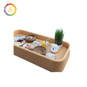 Bandeja flotante de ratán de plástico ecológica: versátil, duradera y asequible para servir o exhibir sus artículos favoritos - Product Image 3