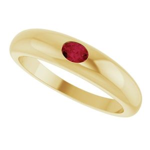 Stuller Petite <b>Dome</b> <b>Ring</b> 72173:601P 14KY Micron Gold & Vermeil Plated Geometric Pattern Oval Cut Diamond Rhodium Finish - Product Image 5