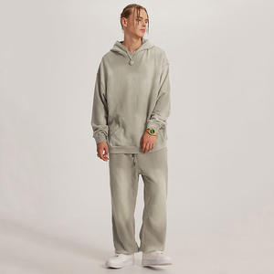 Hot Selling Pullover Acid Wash Tracksuits <b>Distress</b> Patch Acid Wash Hoodie and Sweatpants Set Flared Tracksuit for Men and Women - Product Image 5