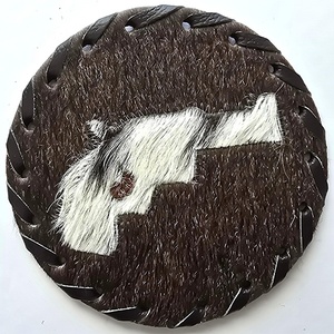 Sous-verres en cuir de vachette faits à la main, sous-verres pour boissons, décoration d'intérieur, accessoires pour café, sous-verres en cuir, cadeau de Noël western - Product Image 5