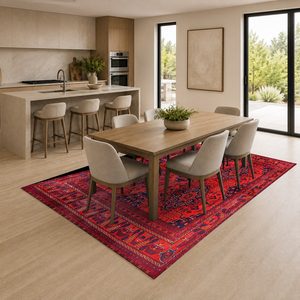 <b>RUGS</b> DEPOT LXDP-0055 Wholesale Red <b>Burgundy</b> Bohemian Tribal Digital Printed Machine Washable Chenille Area <b>Rug</b> Non Slip - Product Image 4