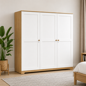 FURNIZONE Armoire de chambre moderne et contemporaine 12_0172 à 3 portes en bois massif, grande capacité, rangement pour salle de sport, couleur personnalisable, haute - Product Image 1
