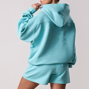 Conjunto de sudadera con capucha de gran tamaño de lana de algodón suave de primera calidad, ropa de calle personalizada para mujer, conjunto de sudaderas con capucha y joggers con serigrafía - Product Image 5