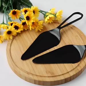 Couteau à gâteau en métal noir chic outils de cuisson en métal couteau de coupe de gâteau d'anniversaire à faible coût - Product Image 4