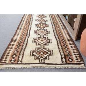 Tapis Vintage en Laine Turque 3.3 X 9.6ft Ethnique Patchwork Design Marron Beige Couleurs pour Décorations de Salon 4m Largeur 9x12 Latex - Product Image 3