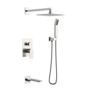 Juego de cabezal de ducha cuadrado de latón contemporáneo, Sistema de ducha, grifo de lluvia oculto para baño, juego de ducha de lluvia montado en la pared - Product Image 4