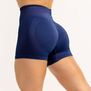 Pantalones Cortos Deportivos de Cintura Elástica para Mujer, Venta al Por Mayor con MOQ Bajo, Cintura Alta, Logotipo Personalizado, Tela Lavada con Encaje, para Yoga y Running - Product Image 3