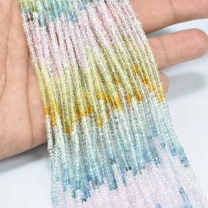 Perles rondes multifacettées en aquamarine faites à la main, 2,5 mm, pierre précieuse naturelle, brin de 13 pouces, fournitures pour la fabrication de bijoux - Product Image 3