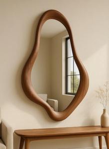 Miroir mural en bois massif Art déco fait main de qualité supérieure Décoration moderne - Product Image 2