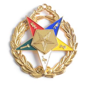 Grand Associé Patron OES Collier d'officier Bijou plaqué or Accessoires maçonniques avec épingle de sûreté Couleurs personnalisées - Product Image 1