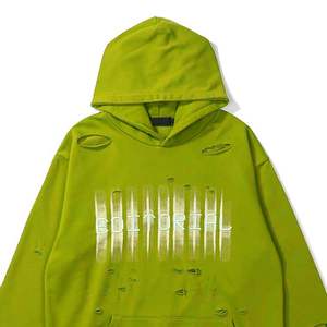 Sudaderas con capucha desgastadas lavadas con ácido de gran tamaño personalizadas Sudaderas con capucha vintage de gran tamaño rasgadas al por mayor Sudadera con capucha de peso pesado - Product Image 2