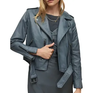 2023 latest design In Gray Color Customization Portable Product Women Clothing Leather Jackets,Best Supplier Leather Jackets