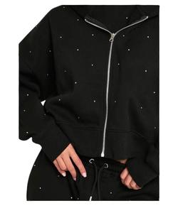 Conjunto unisex de sudadera con capucha y pantalones deportivos con gráfico de ángel desgastado, estilo urbano informal con decoración artística de diamantes de imitación vintage - Product Image 4