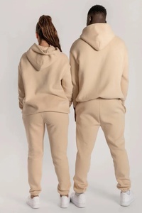 Ensemble sweat-shirt et pantalon de survêtement unisexe noir à manches longues, couleur unie, vêtements décontractés, coton tricoté, coupe ample, toutes saisons, style streetwear - Product Image 3