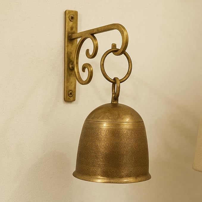Oem Manufacture Handmade Brass Wall Hanging Bell With Simple Design Perfect For Home Temple Entrance And Spiritual Decorations