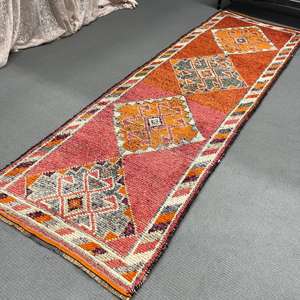 3.3x10.4 ft Turkish <b>Runner</b> Rug, Vintage <b>Red</b> Patchwork Rug - Product Image 5