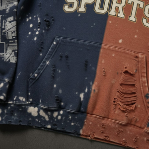 Sudaderas con Logotipo Personalizado, Bordado Urbano, Parche de Bordado Aplicado Personalizado, Sudadera Vintage con Lavado Ácido y Estilo Desgastado para Hombre - Product Image 5