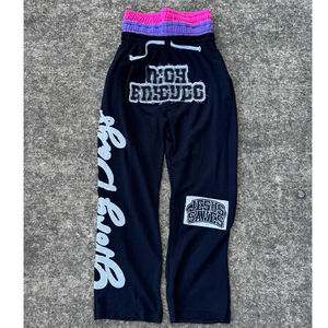 Custom Winter Solid Street Wear Sweat Suits Rhinestone Zipper Hoodie & <b>Flared</b> Sweatpants Tracksuit Set 100% Cotton - Product Image 3