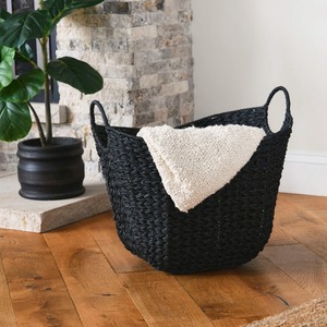 Black Macrame <b>Basket</b> Stylish Fibre <b>Storage</b> For Home Decor Kitchen Essentials And Vanity Organisation Wholesale From India - Product Image 3