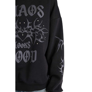 Fabricantes de Sudaderas con Pedrería Personalizadas, Sudadera Unisex de Algodón de Alta Calidad con Pedrería Termoadhesiva, Sudadera Corta Cuadrada para Hombre - Product Image 4