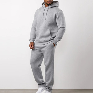 ชุดวอร์มผู้ชายแบบใหม่ ดีไซน์โลโก้สั่งทำ สีเทาอมม่วง ฮู้ดดี้และกางเกงจ็อกเกอร์ทรงตรง ผ้าฝ้ายฟลีซ ชุดลำลองทรงหลวม - Product Image 1