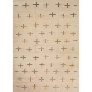 พรมปูพื้นลายเรขาคณิต Nomadic Threads รุ่น Adhm-07 สีงาช้าง ทำจากปอกระเจาและป่าน รูปทรงสี่เหลี่ยมผืนผ้า เหมาะสำหรับห้องโถง ห้องนอน ห้องนั่งเล่น ใช้ตกแต่งบ้าน - Product Image 1