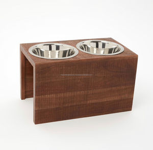 Comedero de madera hecho a mano para perros y gatos, soporte para cuencos, 2 platos de Metal, estación de alimentación con múltiples acabados y tamaños - Product Image 5