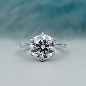 Anillo Solitario con Diamante Cultivado en Laboratorio, Corte Brillante Redondo con 6 Puntas, Elegantes Anillos de Diamantes - Product Image 1