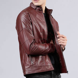 Veste en cuir de vêtements pour hommes, veste en cuir nouvelle mode, veste en cuir coupe-vent pour hommes, vente en ligne - Product Image 4